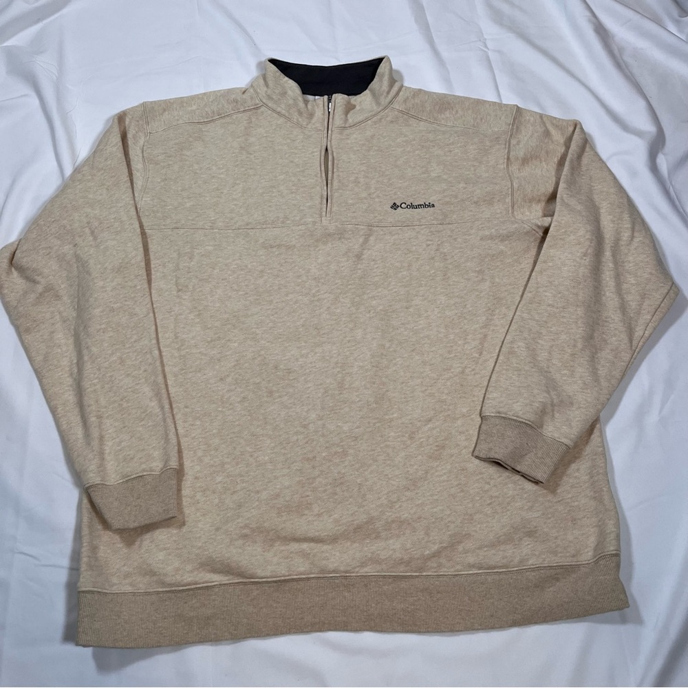 Columbia Men’s Regular 2XL Beige Pull Over Long Sleeve Fleece 1/4 Zip Jacet